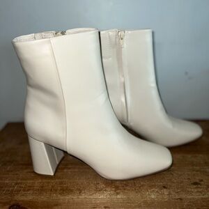 Sugar Cream Block Heel Ankle Boots